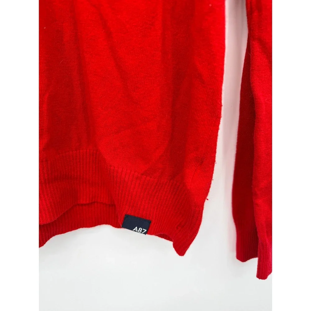 Aeropostale V-Neck Sweater Mens Small Red Good Cotton Wool Blend A87 Logo